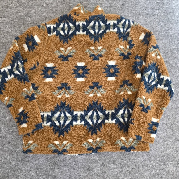 Wrangler Aztec Serpa Pullover Large Brown Blue Fleece 1/4 Zip Gorpcore Jacket - Picture 5 of 12